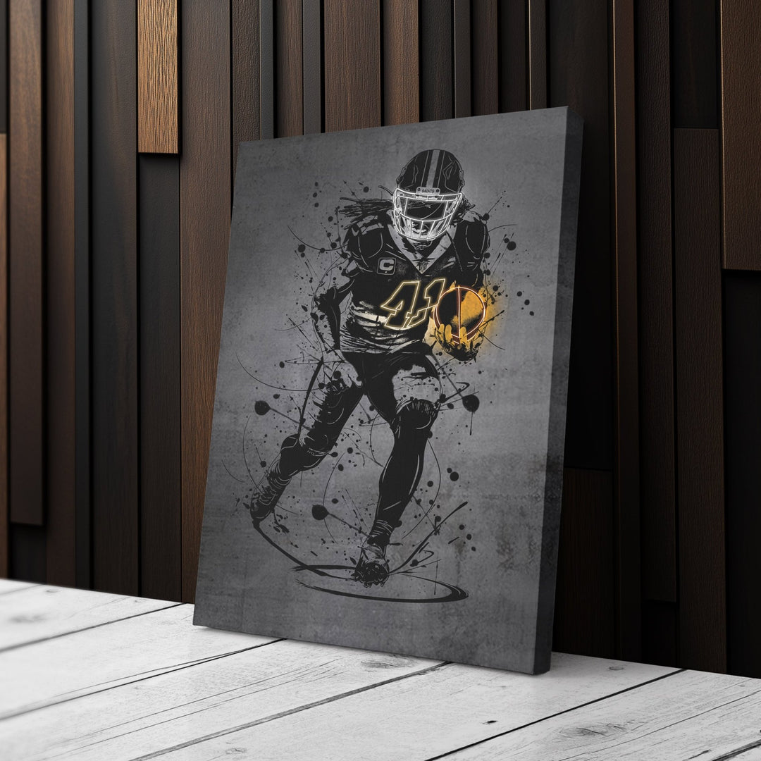 Alvin Kamara Neon Canvas Art | Modern Wall Decor for Saints Fans - CanvasNeon