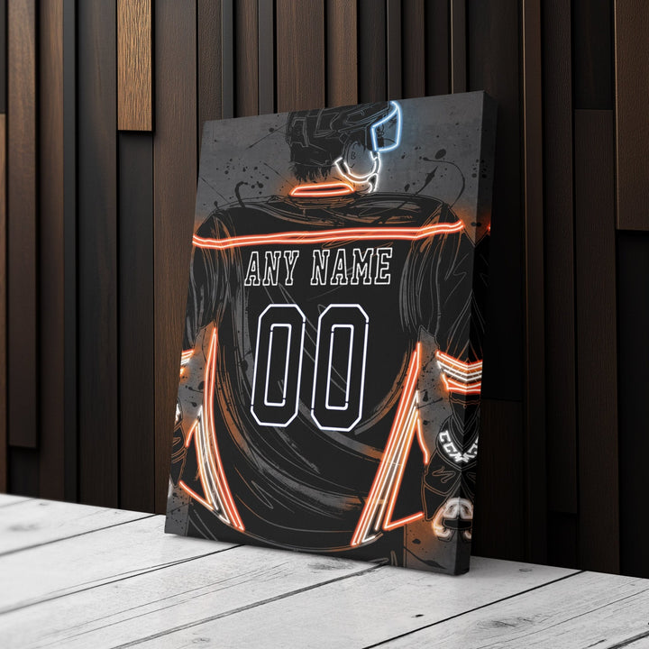 Anaheim Ducks Custom Jersey Canvas | Neon Wall Art - CanvasNeon
