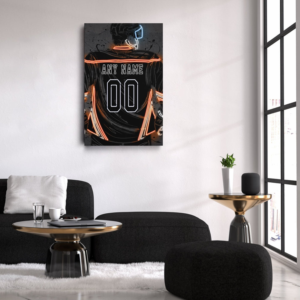 Anaheim Ducks Custom Jersey Canvas | Neon Wall Art - CanvasNeon