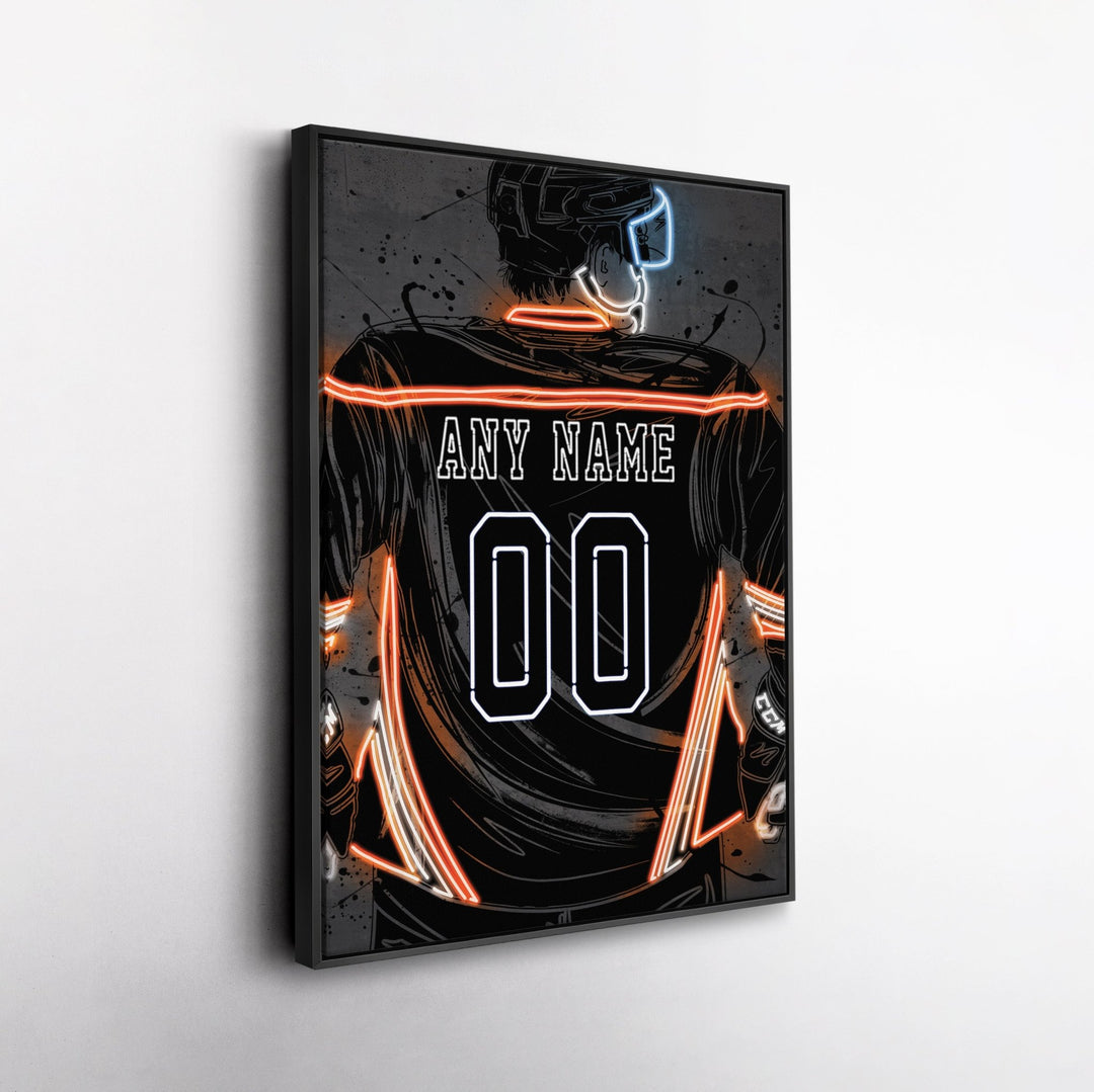 Anaheim Ducks Custom Jersey Canvas | Neon Wall Art - CanvasNeon