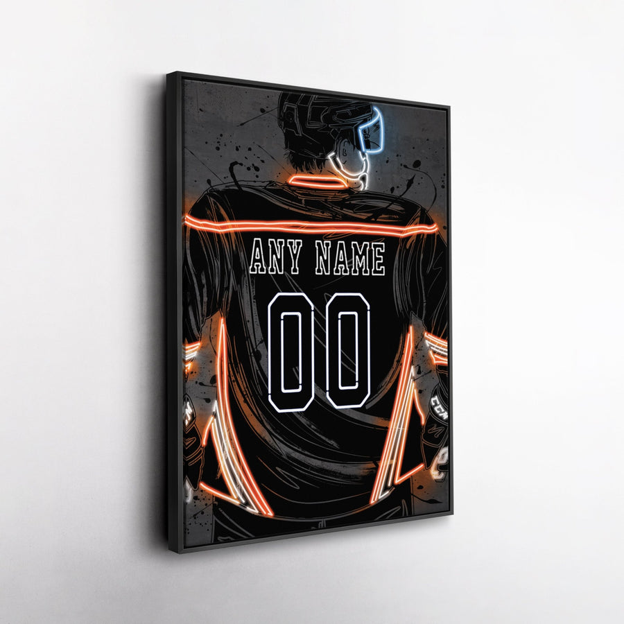 Anaheim Ducks Custom Jersey Canvas | Neon Wall Art - CanvasNeon