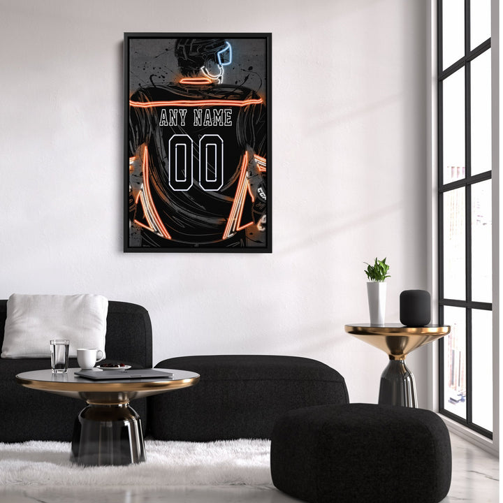 Anaheim Ducks Custom Jersey Canvas | Neon Wall Art - CanvasNeon
