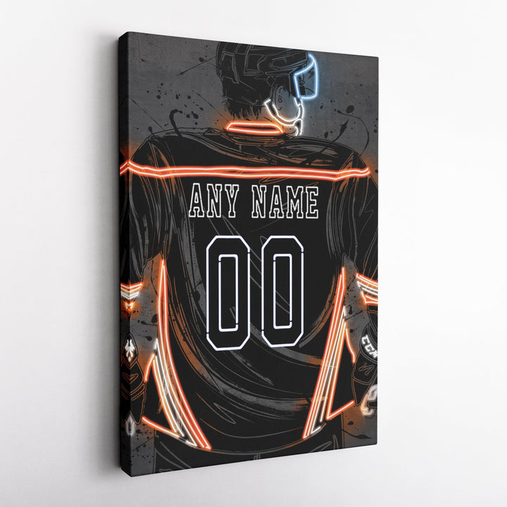 Anaheim Ducks Custom Jersey Canvas | Neon Wall Art - CanvasNeon