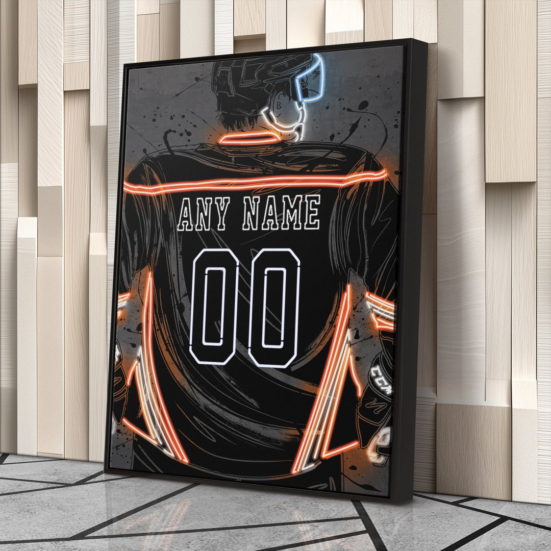 Anaheim Ducks Custom Jersey Canvas | Neon Wall Art - CanvasNeon