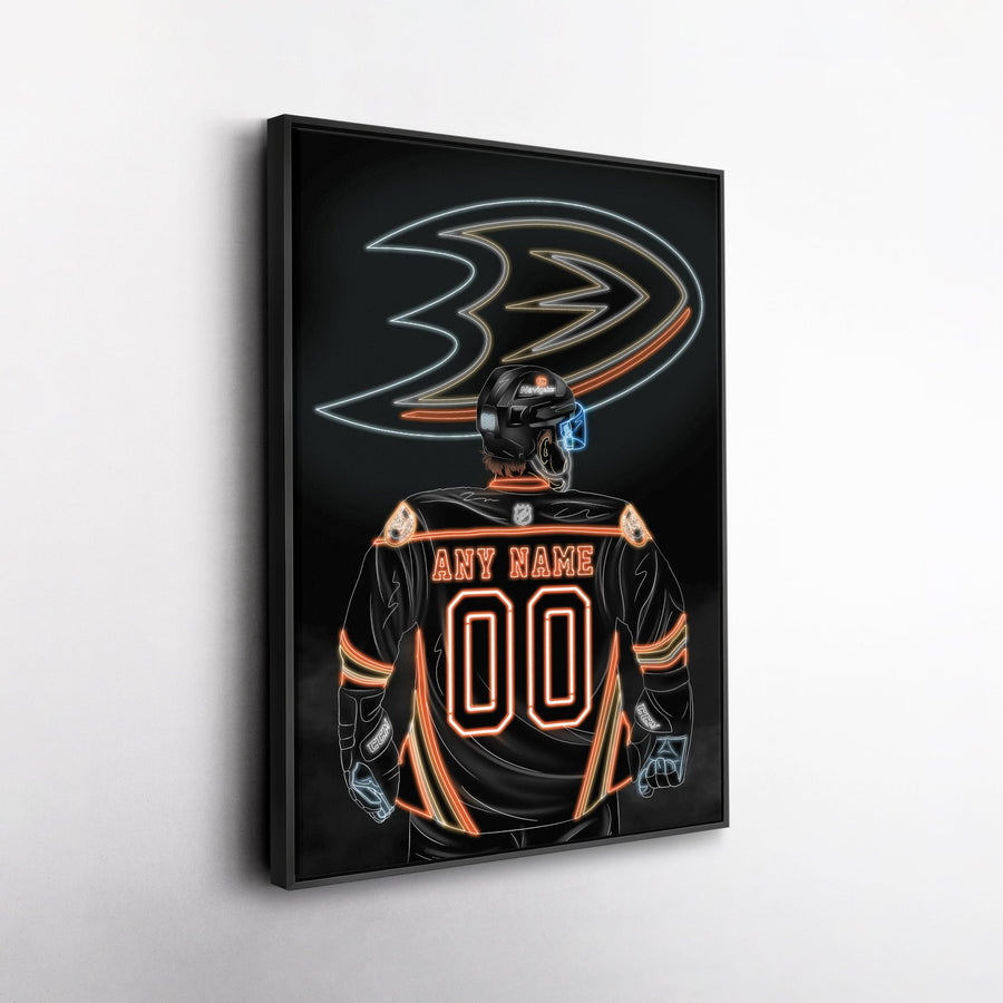 Anaheim Ducks Personalized Jersey Canvas | Neon Wall Art - CanvasNeon