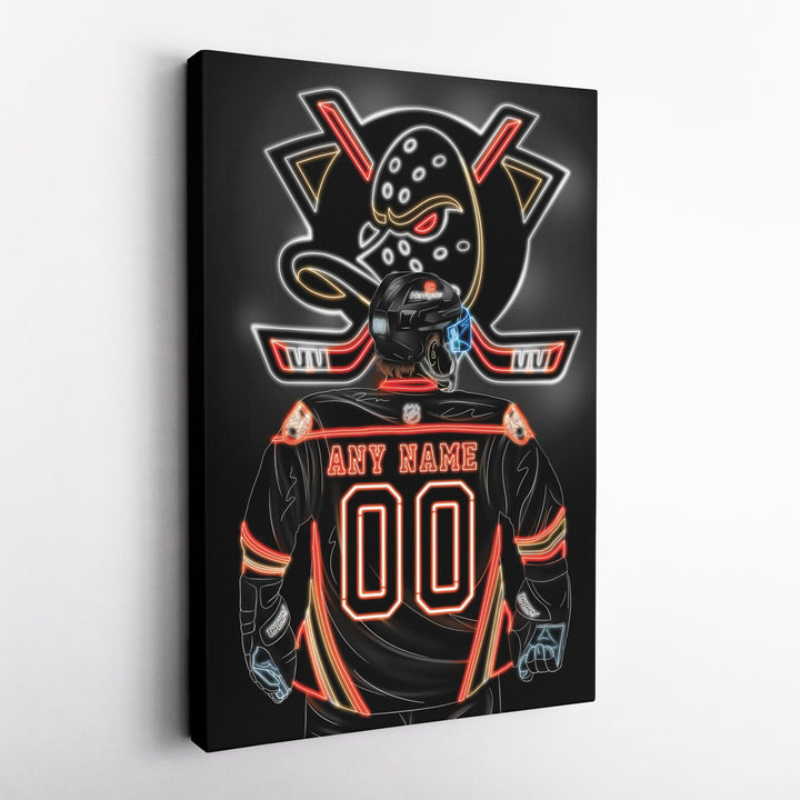 Anaheim Ducks Personalized Jersey Canvas | Neon Wall Art - CanvasNeon
