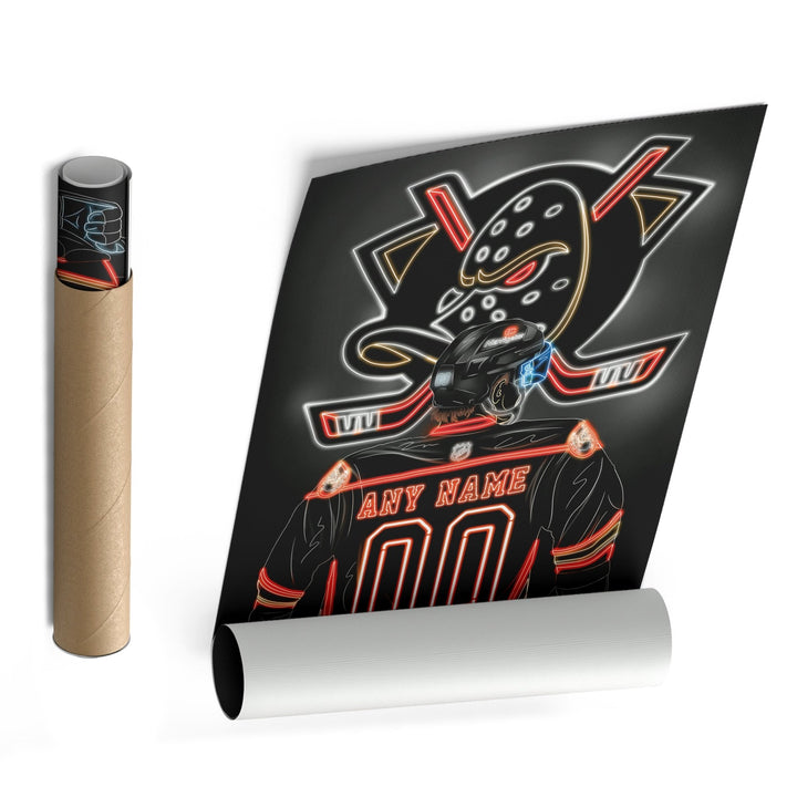 Anaheim Ducks Personalized Jersey Canvas | Neon Wall Art - CanvasNeon