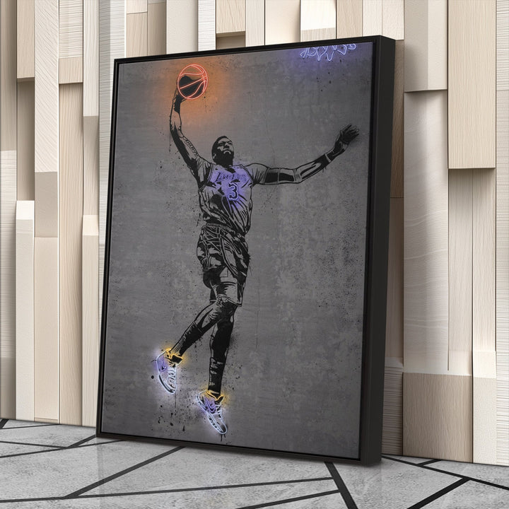 Anthony Davis Neon Canvas Art | Modern Wall Decor for Lakers Fans - CanvasNeon