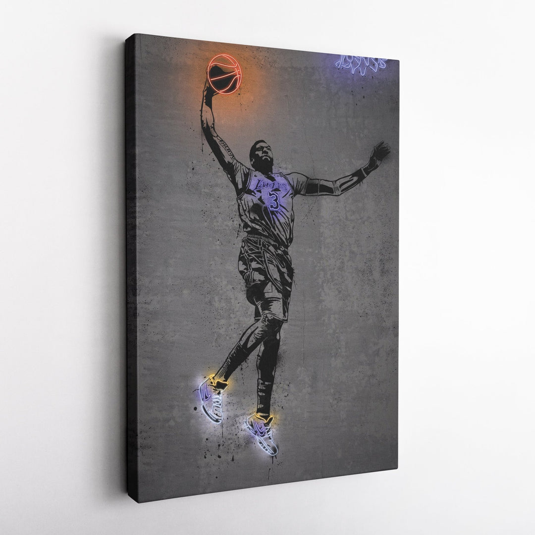 Anthony Davis Neon Canvas Art | Modern Wall Decor for Lakers Fans - CanvasNeon