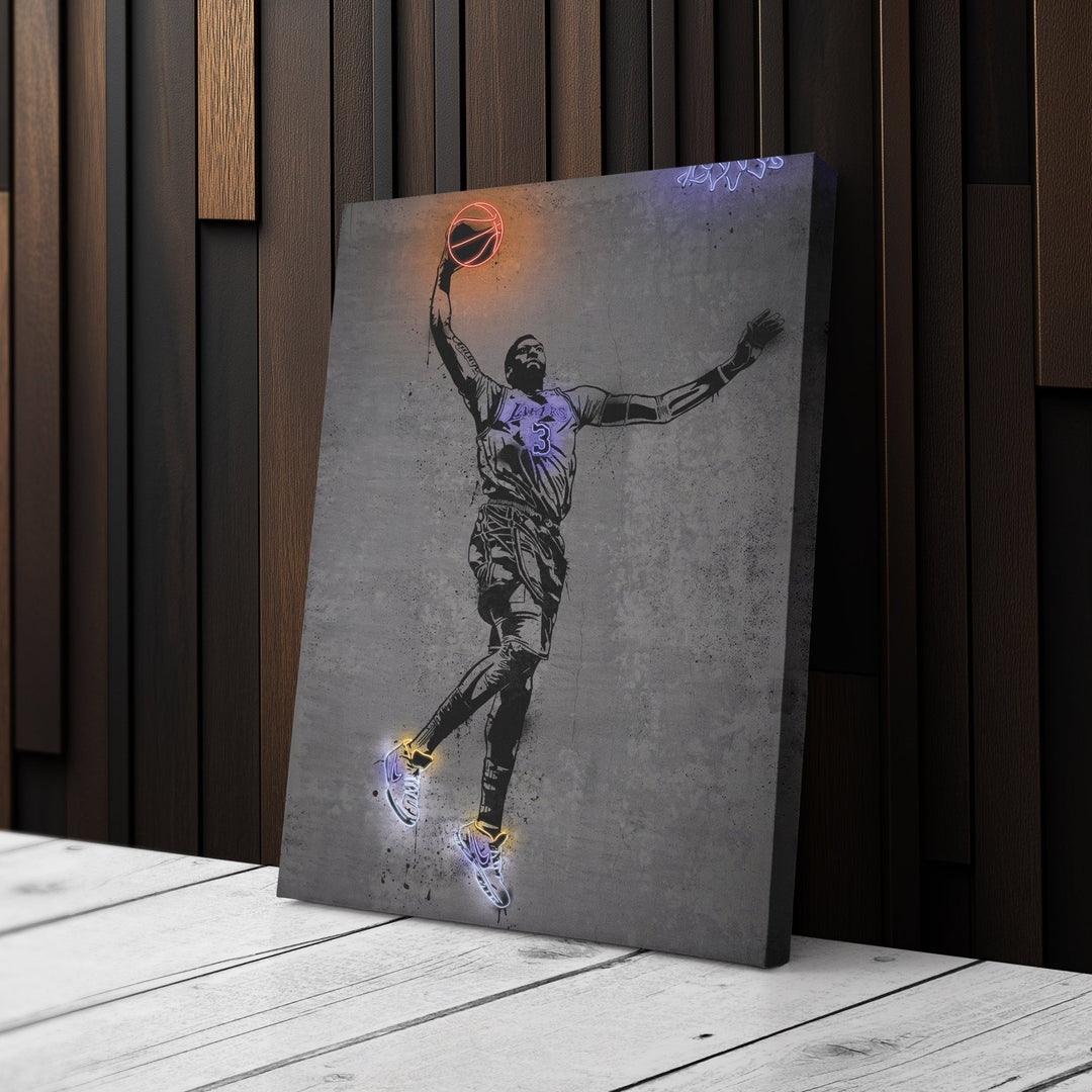 Anthony Davis Neon Canvas Art | Modern Wall Decor for Lakers Fans - CanvasNeon