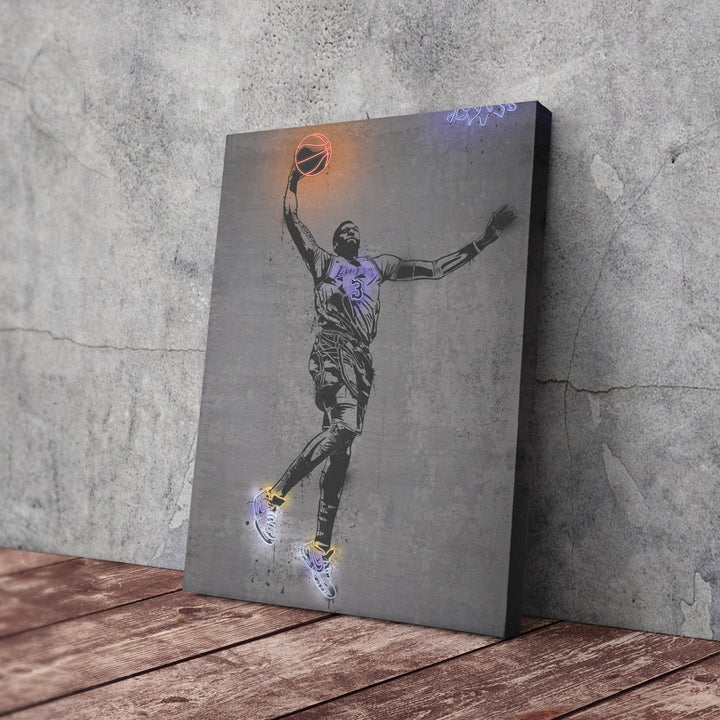 Anthony Davis Neon Canvas Art | Modern Wall Decor for Lakers Fans - CanvasNeon
