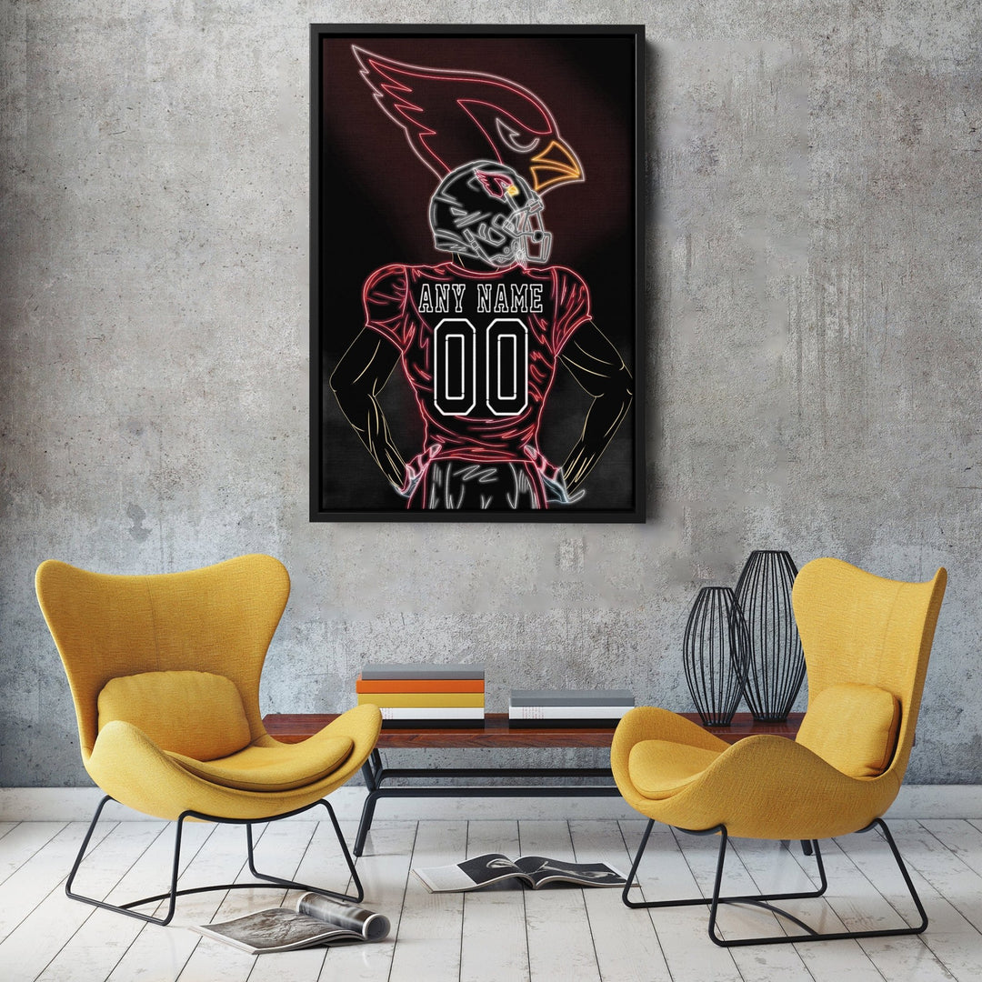 Arizona Cardinals Personalized Jersey Canvas | Neon Wall Art - CanvasNeon