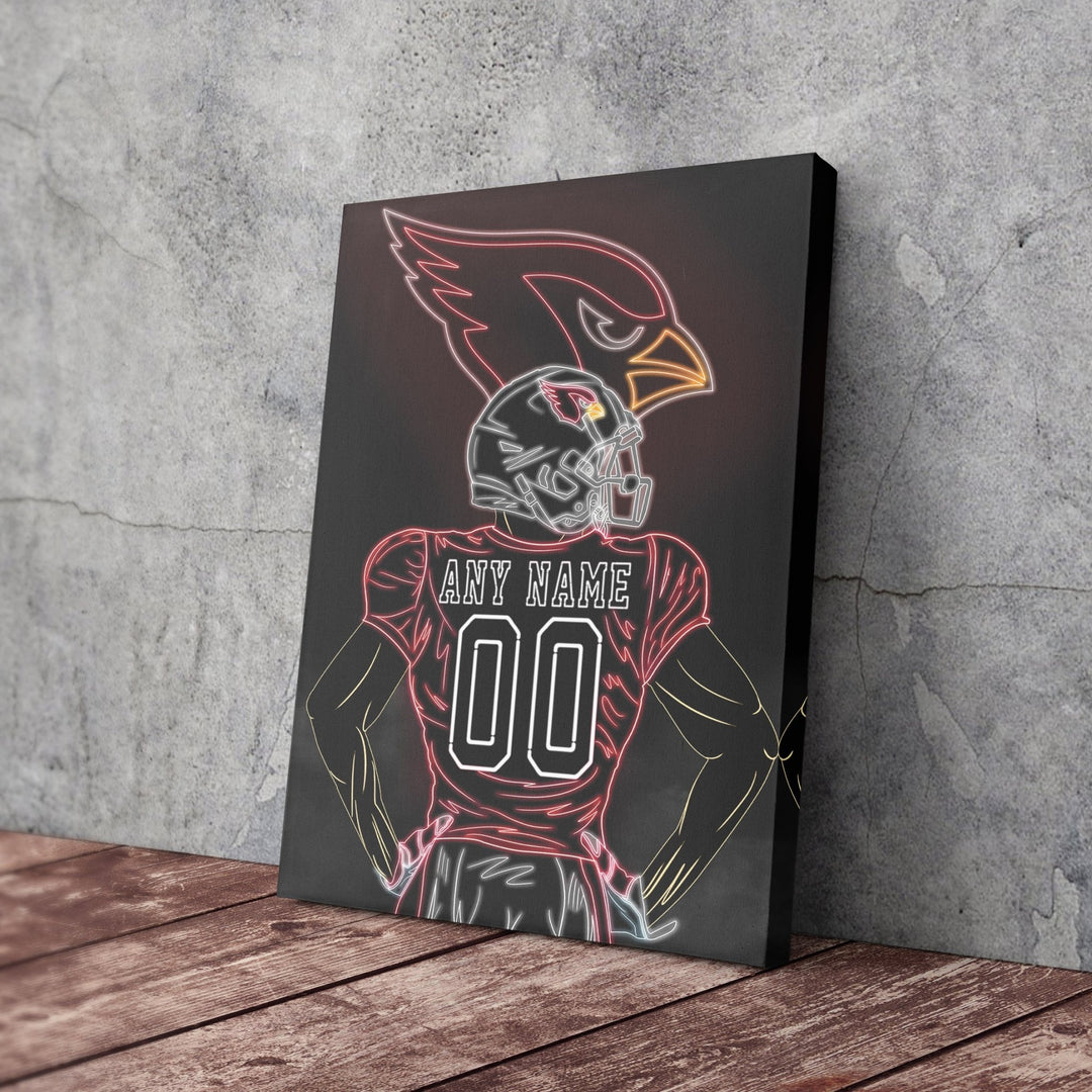 Arizona Cardinals Personalized Jersey Canvas | Neon Wall Art - CanvasNeon