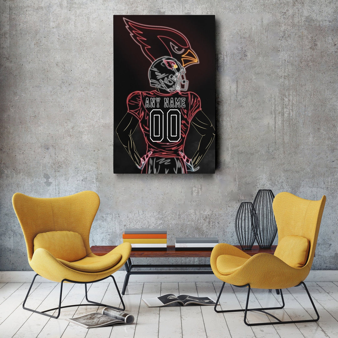 Arizona Cardinals Personalized Jersey Canvas | Neon Wall Art - CanvasNeon