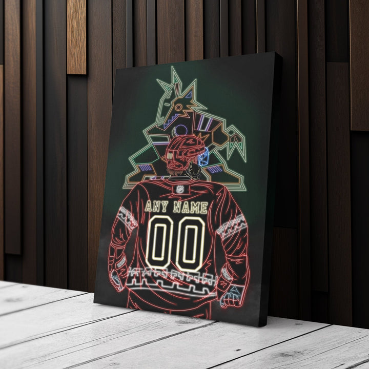 Arizona Coyotes Personalized Jersey Canvas | Neon Wall Art - CanvasNeon