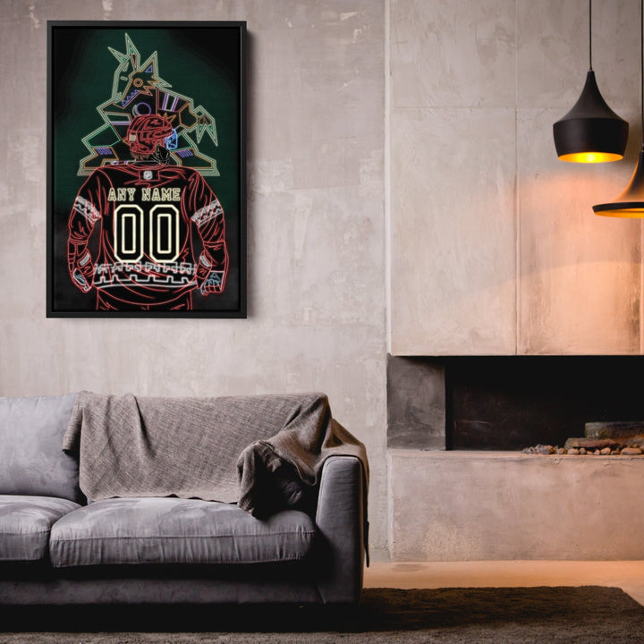 Arizona Coyotes Personalized Jersey Canvas | Neon Wall Art - CanvasNeon