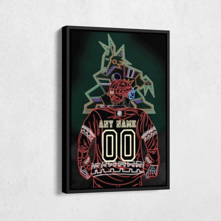 Arizona Coyotes Personalized Jersey Canvas | Neon Wall Art - CanvasNeon