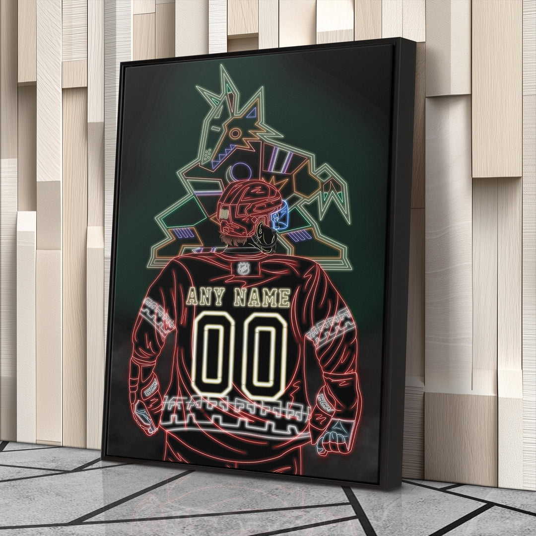 Arizona Coyotes Personalized Jersey Canvas | Neon Wall Art - CanvasNeon