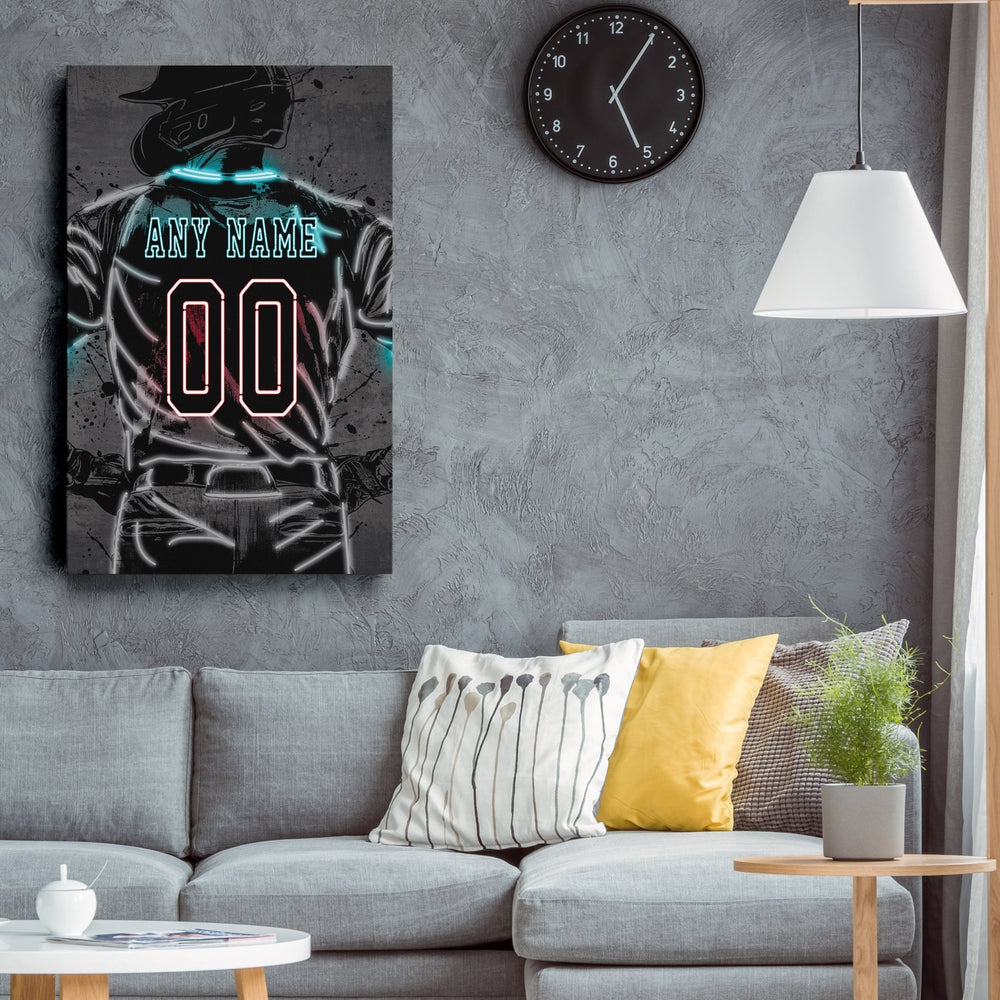 Arizona Diamondbacks Custom Jersey Canvas | Neon Wall Art - CanvasNeon
