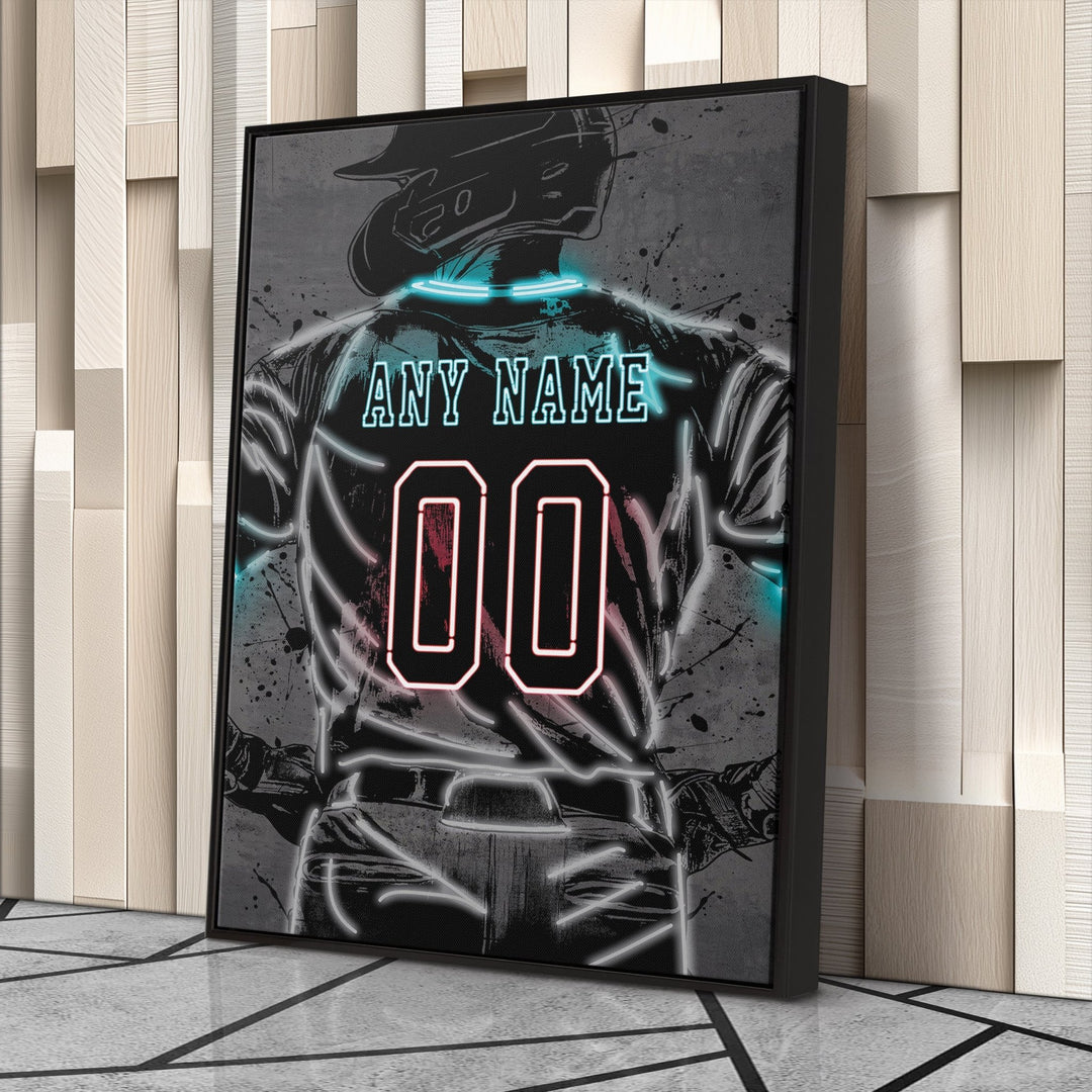 Arizona Diamondbacks Custom Jersey Canvas | Neon Wall Art - CanvasNeon