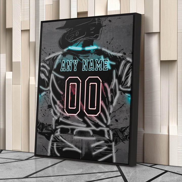 Arizona Diamondbacks Custom Jersey Canvas | Neon Wall Art - CanvasNeon
