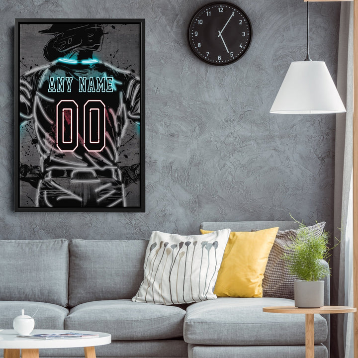 Arizona Diamondbacks Custom Jersey Canvas | Neon Wall Art - CanvasNeon