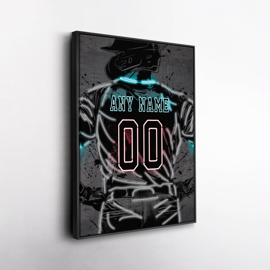 Arizona Diamondbacks Custom Jersey Canvas | Neon Wall Art - CanvasNeon