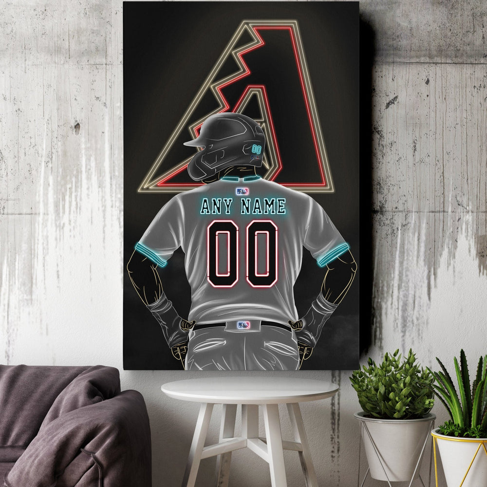 Arizona Diamondbacks Personalized Jersey Canvas | Neon Wall Art - CanvasNeon