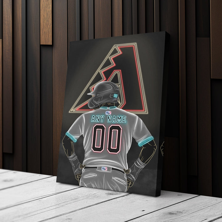 Arizona Diamondbacks Personalized Jersey Canvas | Neon Wall Art - CanvasNeon