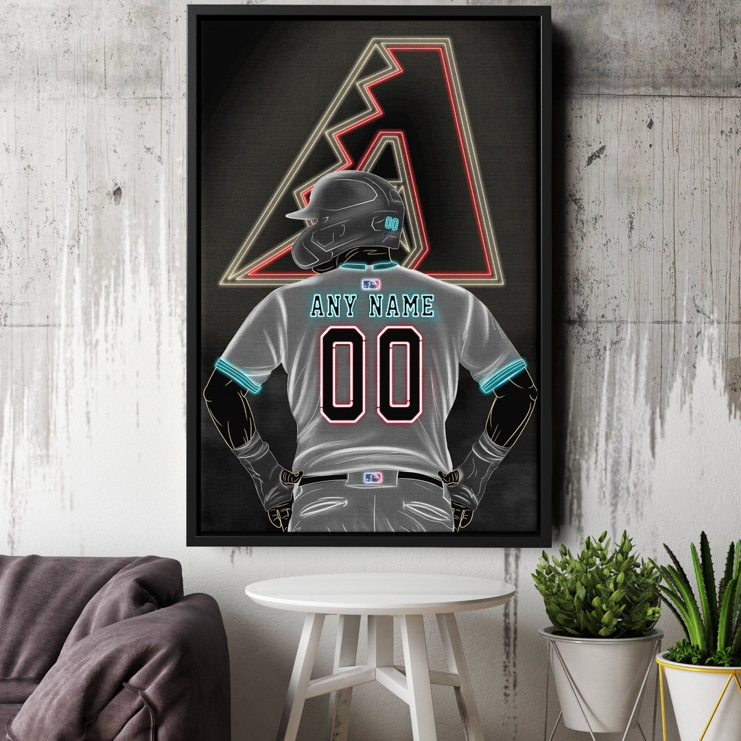 Arizona Diamondbacks Personalized Jersey Canvas | Neon Wall Art - CanvasNeon