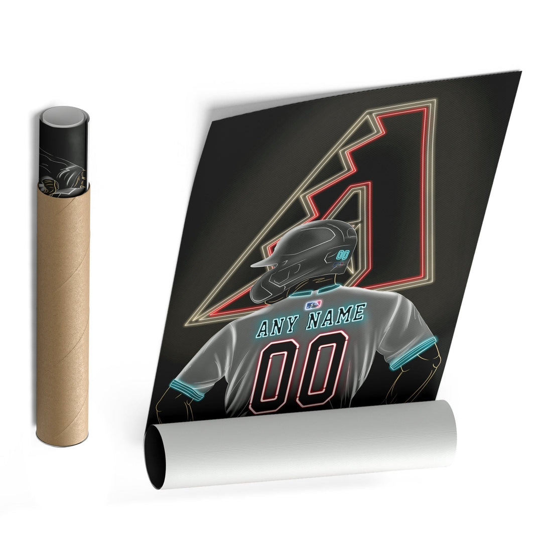 Arizona Diamondbacks Personalized Jersey Canvas | Neon Wall Art - CanvasNeon