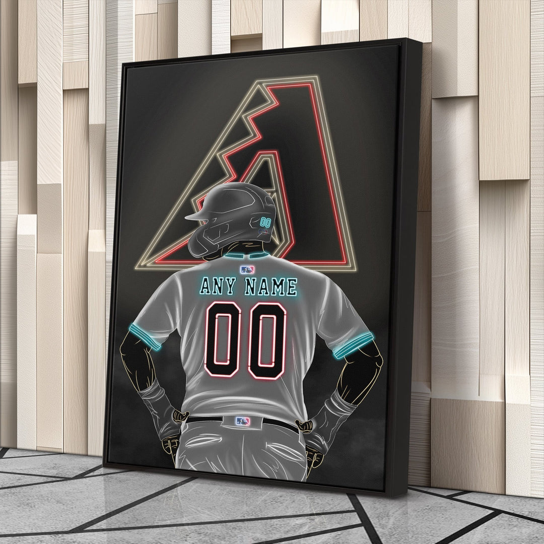 Arizona Diamondbacks Personalized Jersey Canvas | Neon Wall Art - CanvasNeon
