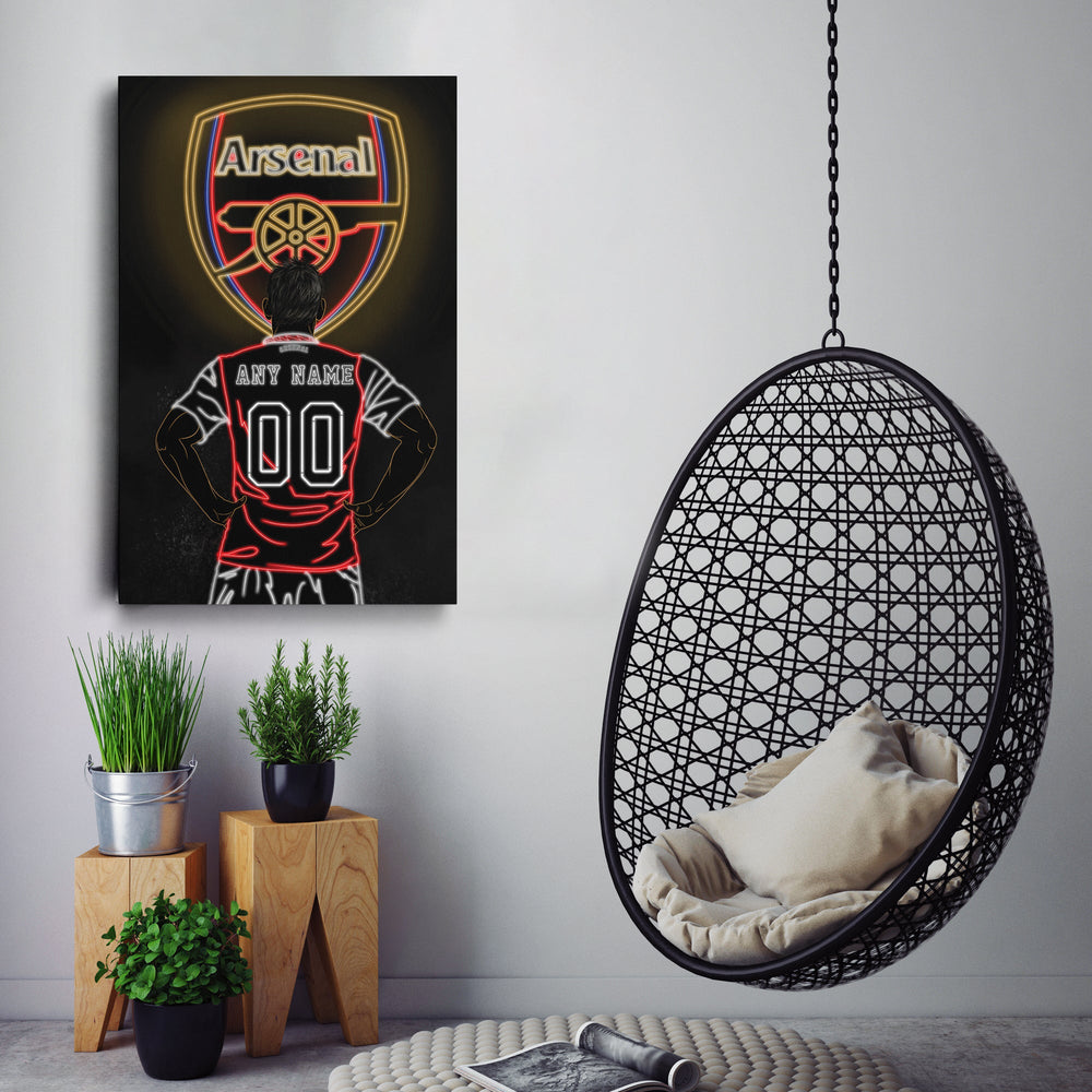 Arsenal Personalized Jersey Canvas | Neon Wall Art - CanvasNeon