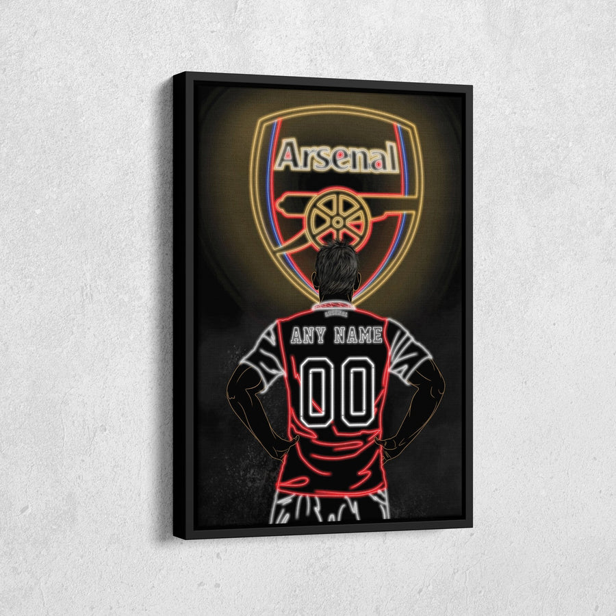 Arsenal Personalized Jersey Canvas | Neon Wall Art - CanvasNeon