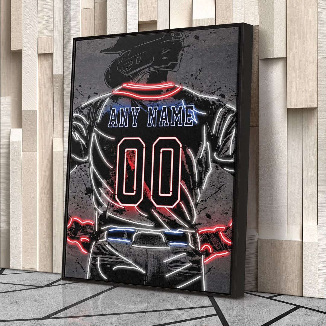 Atlanta Braves Custom Jersey Canvas | Neon Wall Art - CanvasNeon