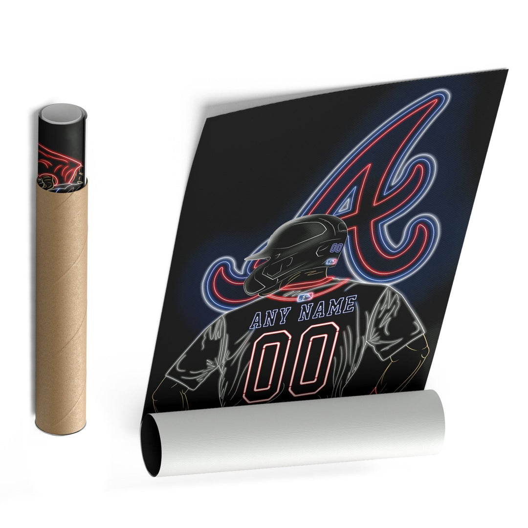 Atlanta Braves Personalized Jersey Canvas | Neon Wall Art - CanvasNeon