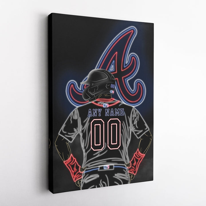Atlanta Braves Personalized Jersey Canvas | Neon Wall Art - CanvasNeon