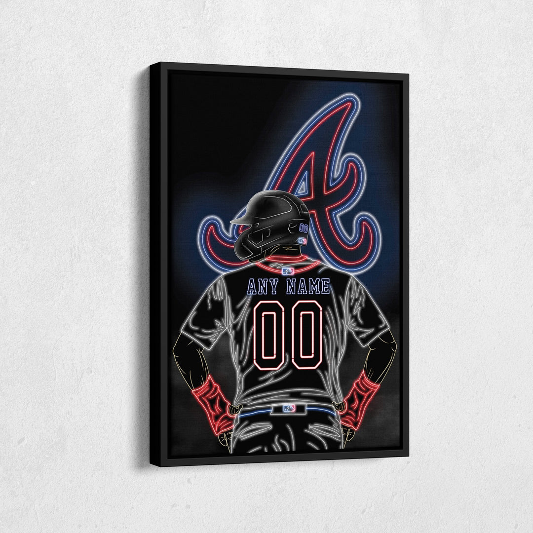 Atlanta Braves Personalized Jersey Canvas | Neon Wall Art - CanvasNeon