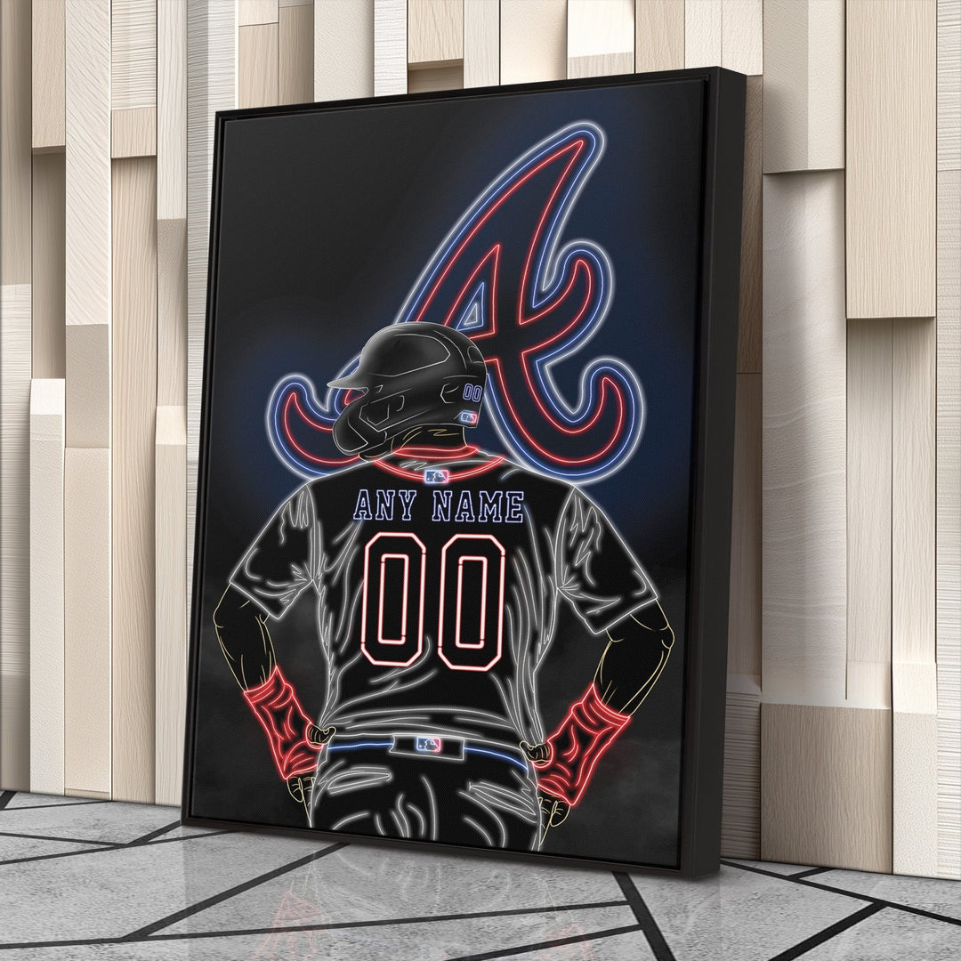 Atlanta Braves Personalized Jersey Canvas | Neon Wall Art - CanvasNeon