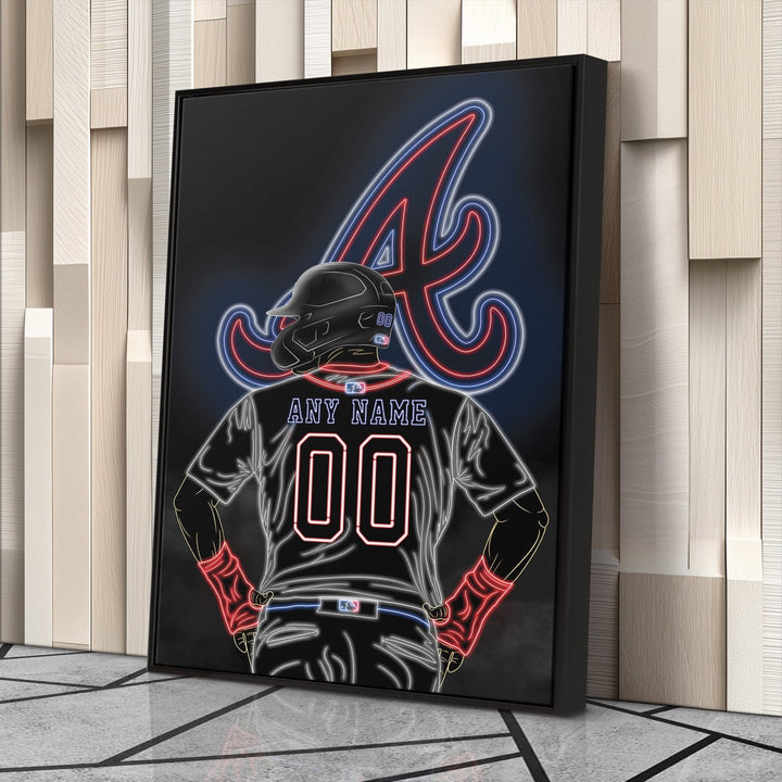 Atlanta Braves Personalized Jersey Canvas | Neon Wall Art - CanvasNeon