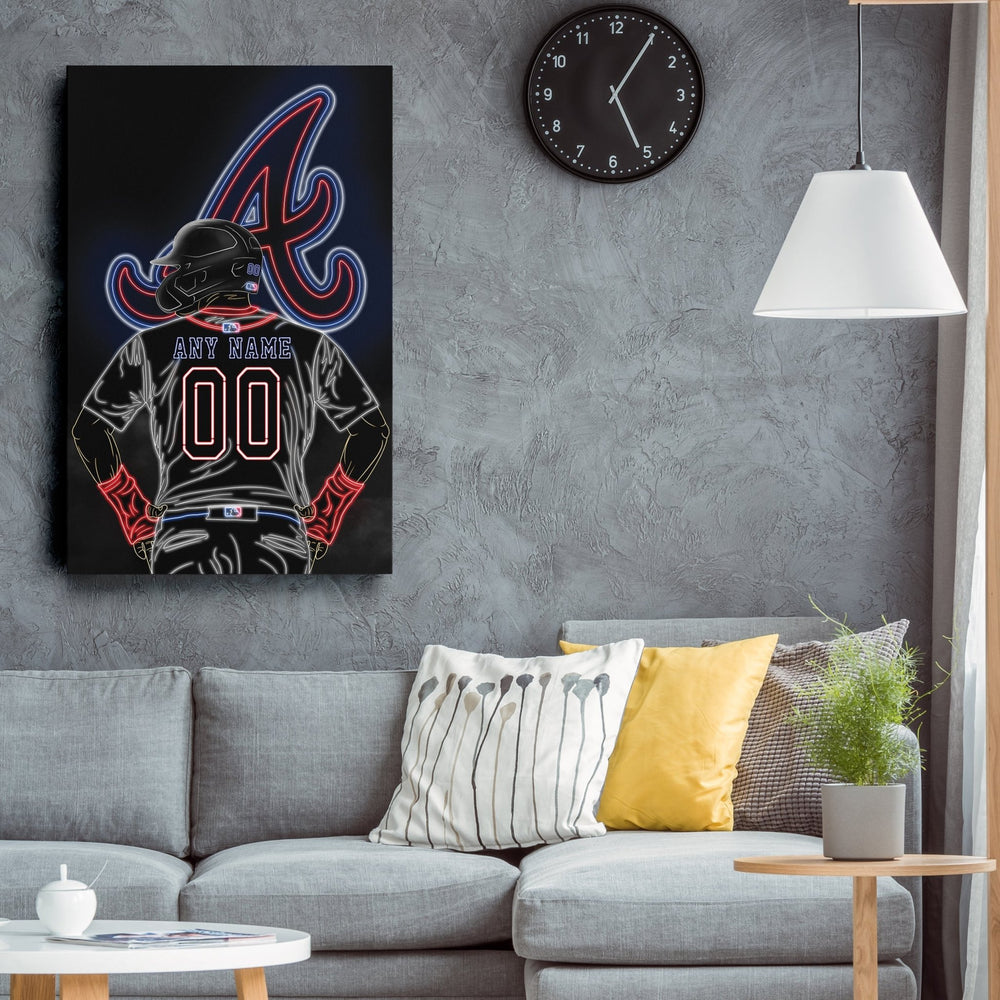 Atlanta Braves Personalized Jersey Canvas | Neon Wall Art - CanvasNeon