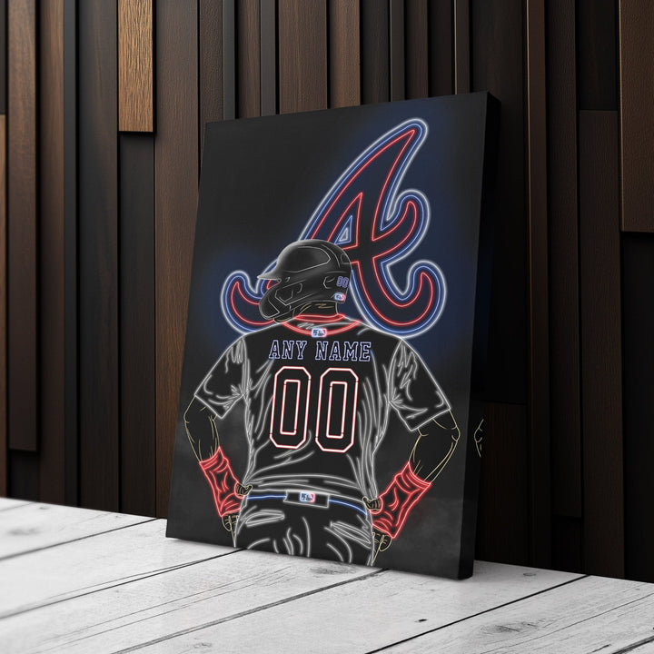 Atlanta Braves Personalized Jersey Canvas | Neon Wall Art - CanvasNeon