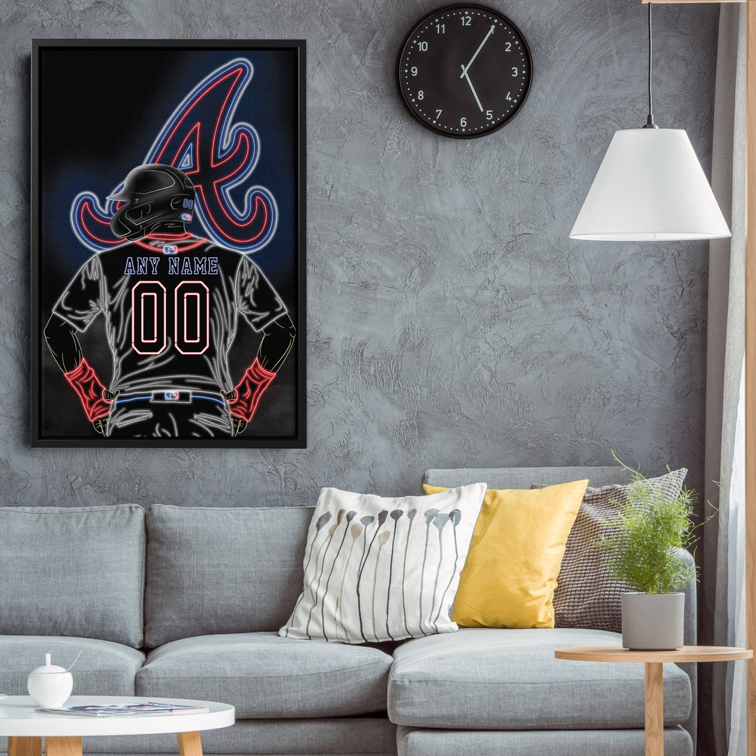Atlanta Braves Personalized Jersey Canvas | Neon Wall Art - CanvasNeon