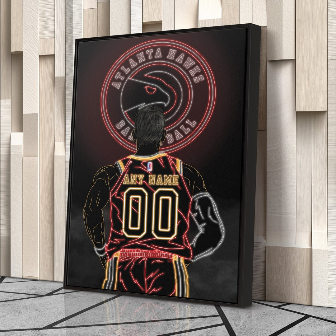 Atlanta Hawks Personalized Jersey Canvas | Neon Wall Art - CanvasNeon