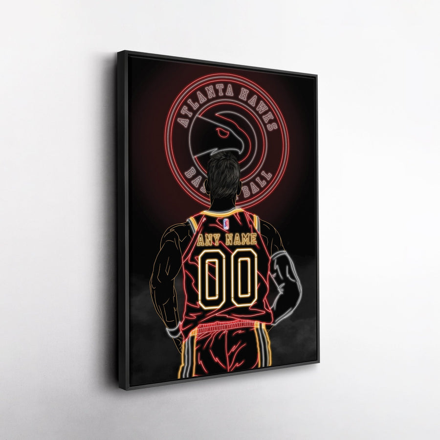 Atlanta Hawks Personalized Jersey Canvas | Neon Wall Art - CanvasNeon