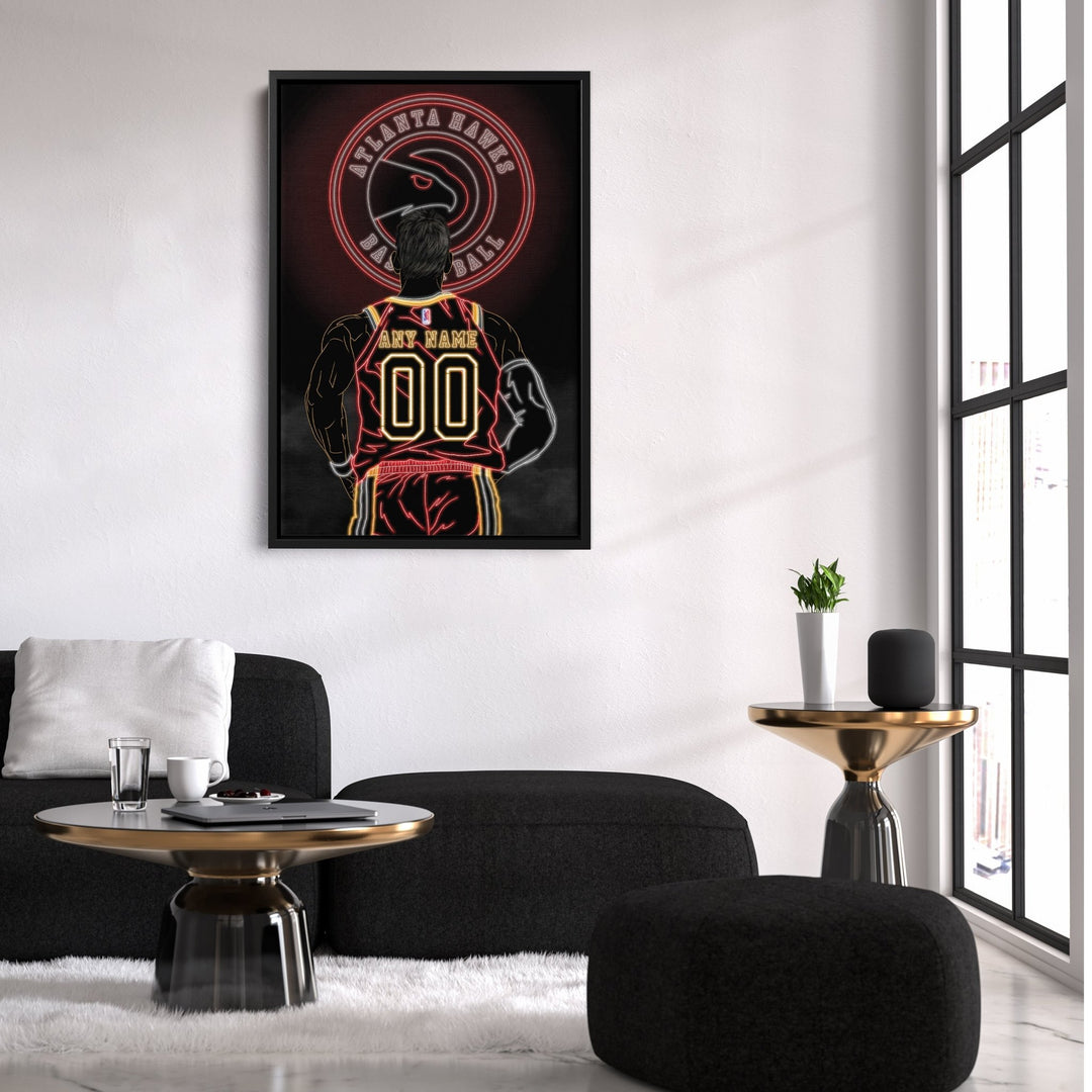 Atlanta Hawks Personalized Jersey Canvas | Neon Wall Art - CanvasNeon