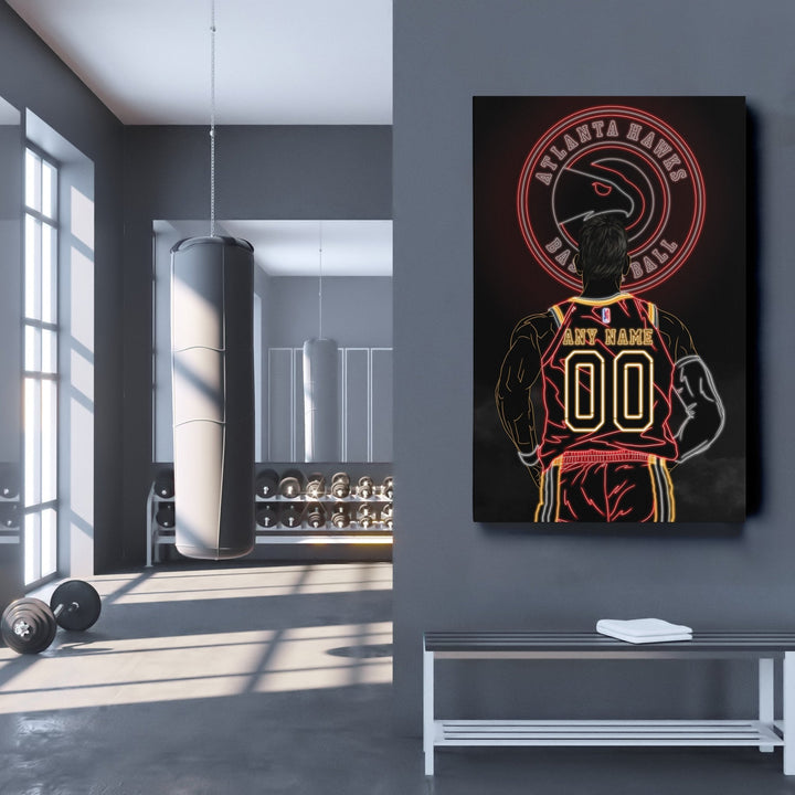 Atlanta Hawks Personalized Jersey Canvas | Neon Wall Art - CanvasNeon