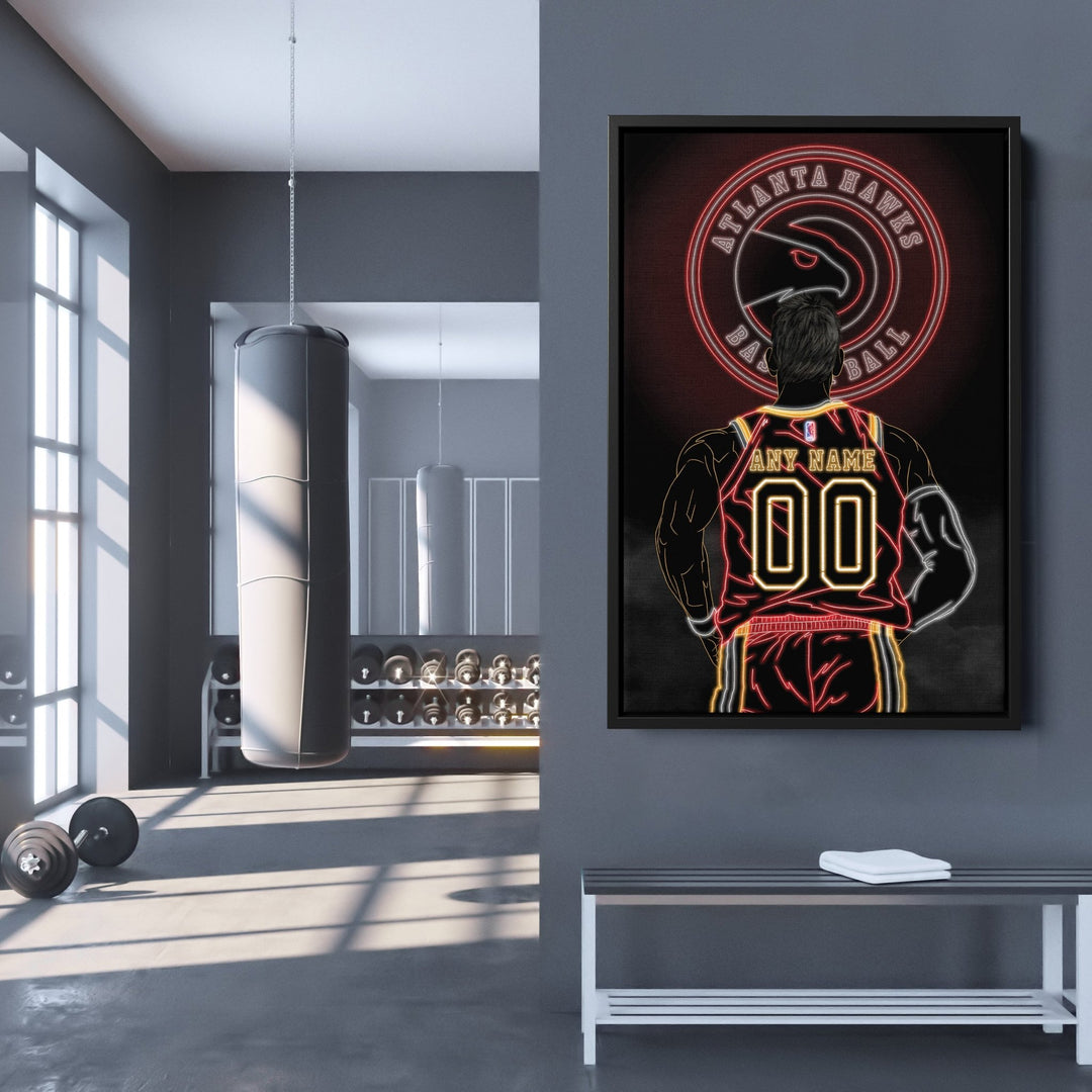 Atlanta Hawks Personalized Jersey Canvas | Neon Wall Art - CanvasNeon