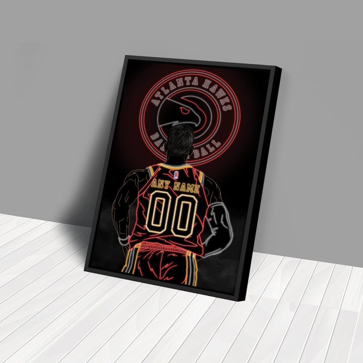 Atlanta Hawks Personalized Jersey Canvas | Neon Wall Art - CanvasNeon