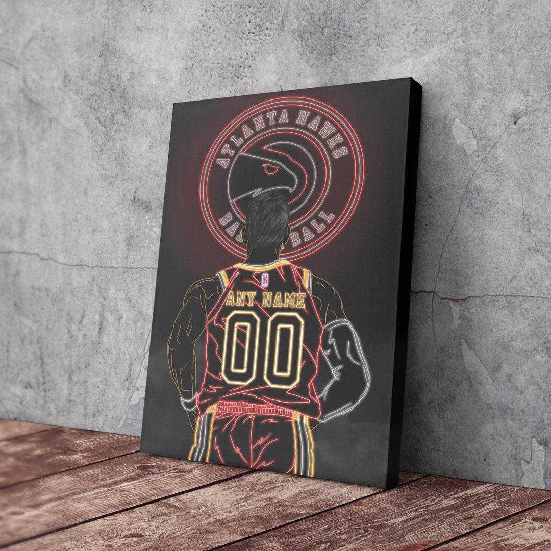 Atlanta Hawks Personalized Jersey Canvas | Neon Wall Art - CanvasNeon